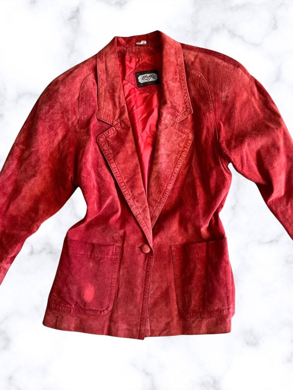 Vintage Red Suede Blazer Jacket Made in Korea Size M 80s 90s